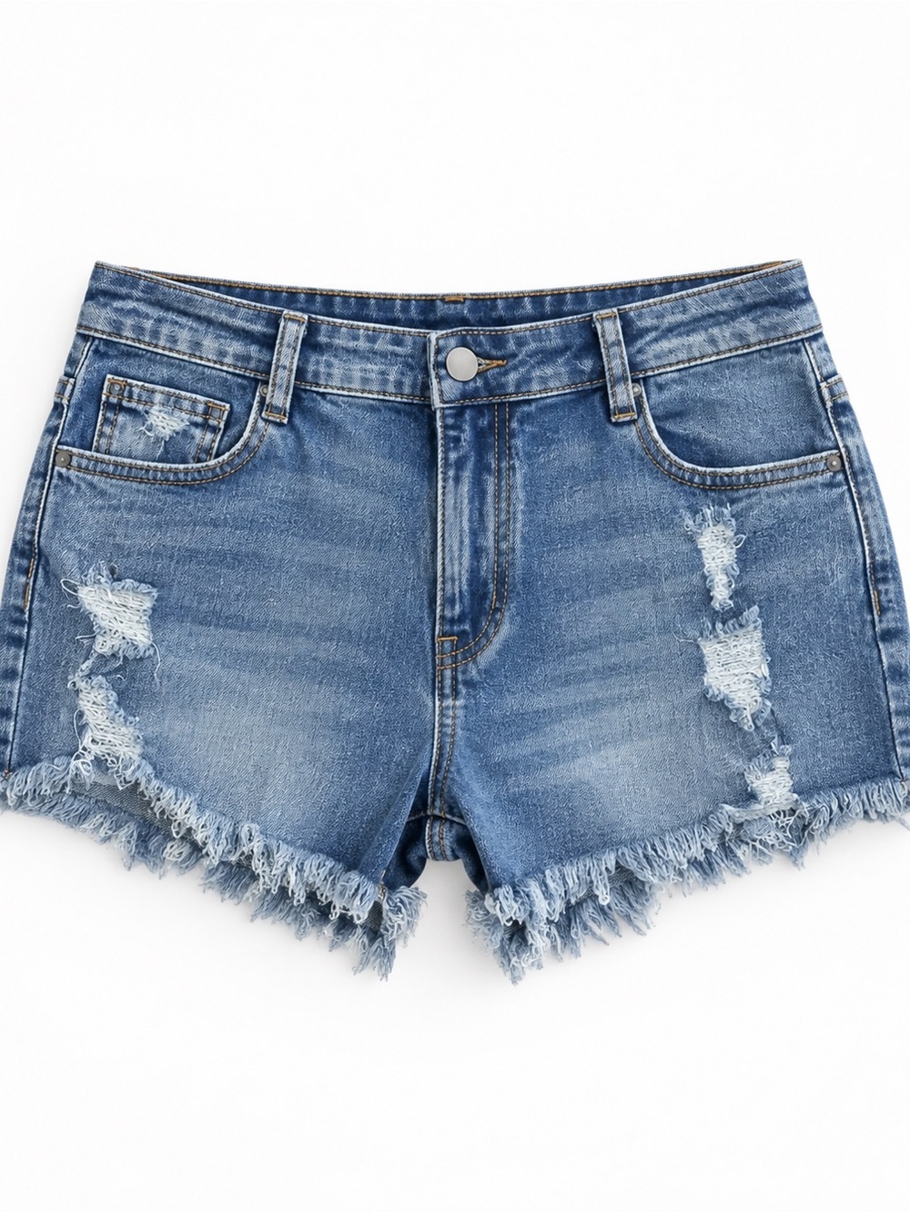 & Other Stories Frayed Hem Cropped Blue Denim Jeans
